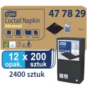 Tork czarna serwetka koktajlowa 24x24 200szt-24582