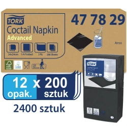 Tork czarna serwetka koktajlowa 24x24 200szt-24582