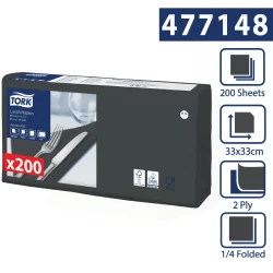 Tork czarna serwetka lunchowa 33x33 200szt-22798