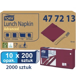 Tork bordowa serwetka lunchowa 33x33 200szt-22803