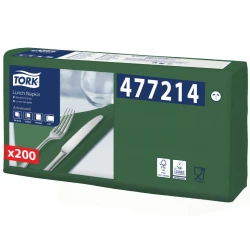 Tork ciemno zielona serwetka lunchowa 33x33 200szt-16342