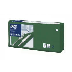 Tork ciemno zielona serwetka lunchowa 33x33 200szt-25410