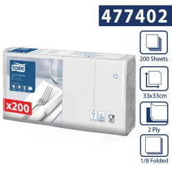 Tork biała serwetka lunchowa, składane w 1/8 33x33-22807