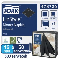 Tork Linstyle® czarna serwetka obiadowa 39x39-22827