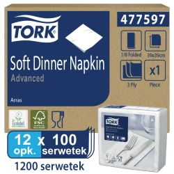 Tork biała serwetka obiadowa 39x39 100szt-22811