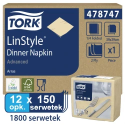 Tork piaskowa serwetka obiadowa 39x39 150szt-22830