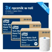 Multipack 3x 290067 Tork Matic H1 ręcznik miękki w roli 150mMultipack 3x 290067 Tork Matic H1 ręcznik miękki w roli 150m