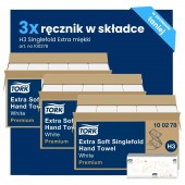 Multipack 3x 100278 Tork Singlefold H3 ręcznik ekstra miękki w składce