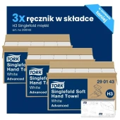 Multipack 3x 290143 Tork Singlefold H3 miękki ręcznik w składce ZZ