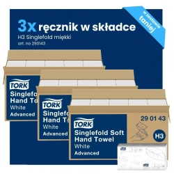 Multipack 3x 290143 Tork Singlefold H3 miękki ręcznik w składce ZZ