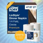 Letnia okazja: Brązowa serwetka obiadowa 478727 + GRATIS 2x rolki ręcznika papi. 130044 + 1x zgrz papieru toal. 110406