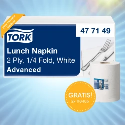 Letnia okazja: Biała serwetka lunchowa 477149 + GRATIS 1x rolka ręcznika pap. 130044