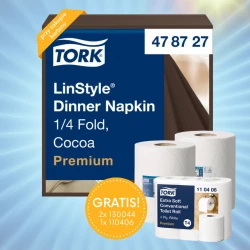 Letnia okazja: Brązowa serwetka obiadowa 478727 + GRATIS 2x rolki ręcznika papi. 130044 + 1x zgrz papieru toal. 110406