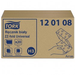 120108 Tork H3 ręcznik biały ZZ-fold Uniw-25014