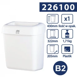Tork B2 kosz na odpady 20L Biały-25192