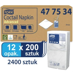 Tork biała serwetka koktajlowa 24x24 200szt-26731