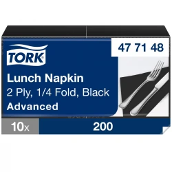 Tork czarna serwetka lunchowa 33x33 200szt-29476
